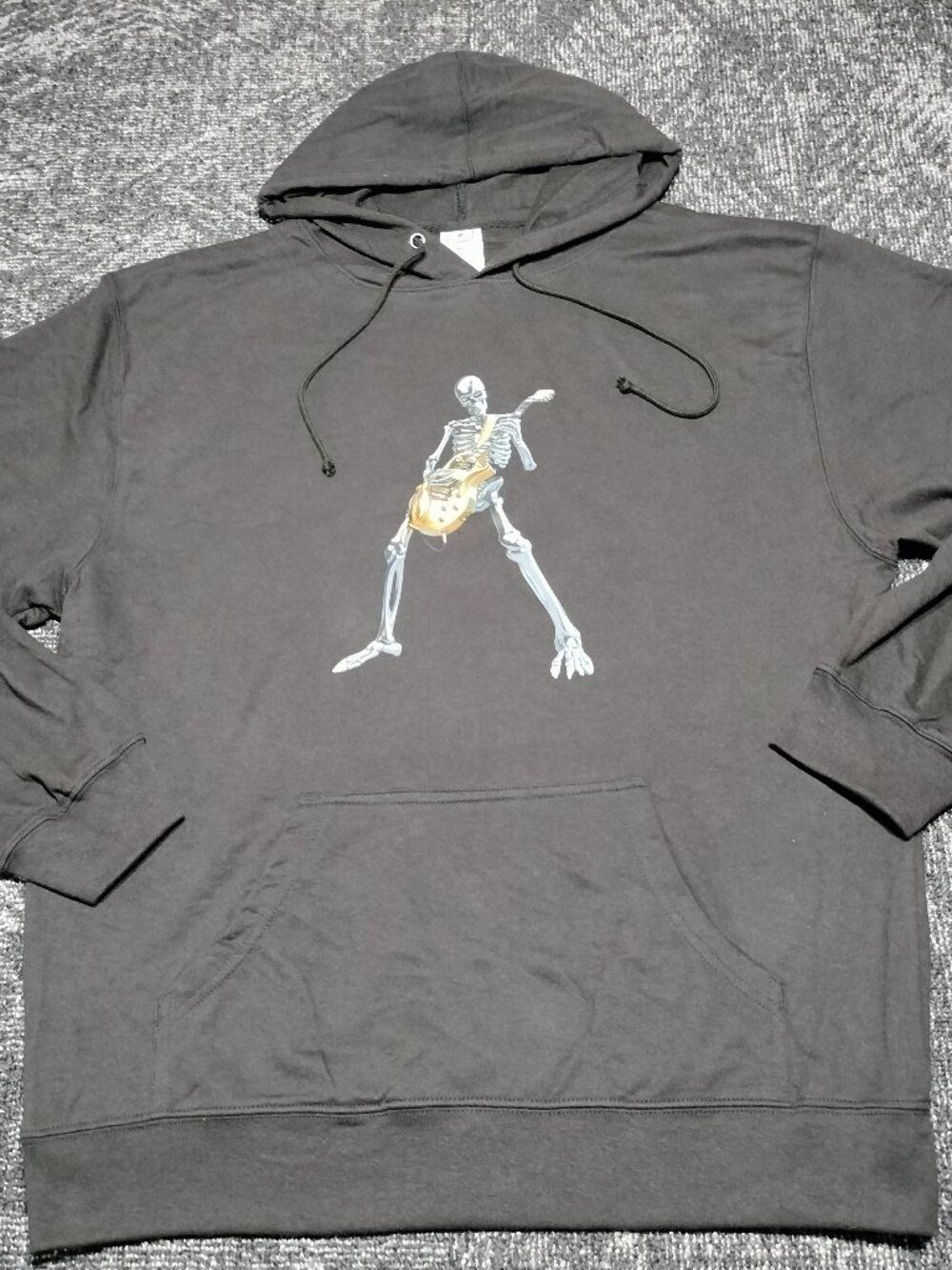Skeleton Guitar Player Musician Black Pullover Hoodie Cotton Sweatshirt mens XXL